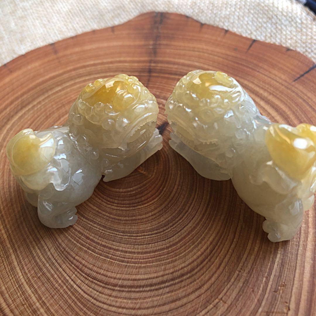 本翡翠　翡翠　獅子　希少　A貨　日本鑑定書付　天然石　魔除け　厄除け　ペア 厄除け・魔除け・癒しのお守り数珠「ひとえ」 ブルー翡翠 苔瑪瑙 略式