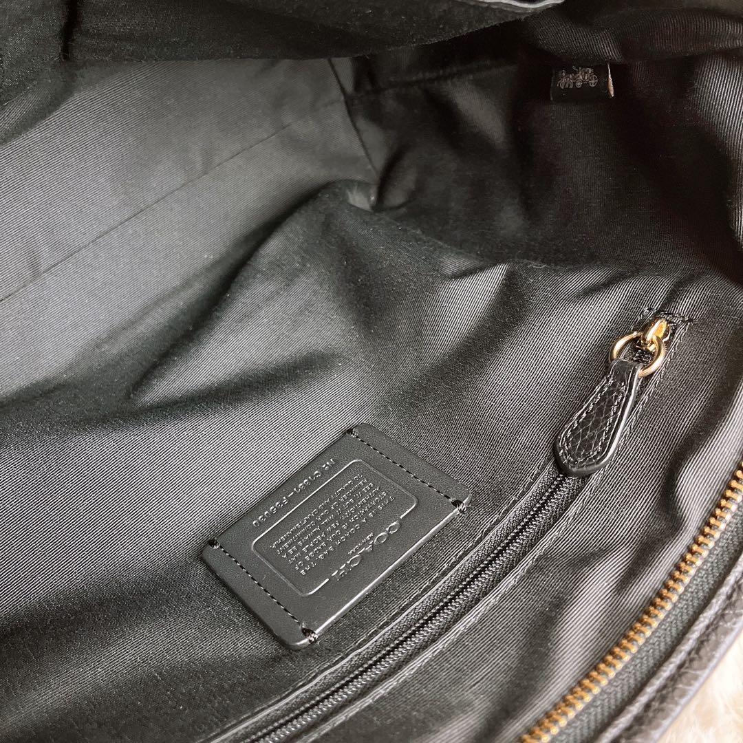 極美品☆COACHコーチ 2wayショルダーバッグ ブラック シボ革レザー