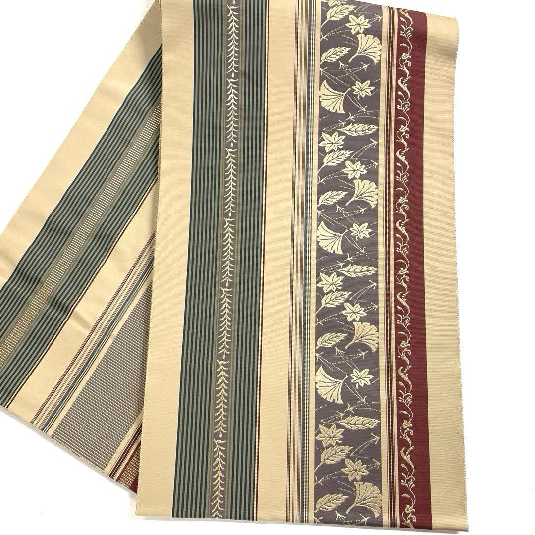 帯6591 ○高級 正絹 本場筑前博多織 両面全通 リバーシブル 袋帯