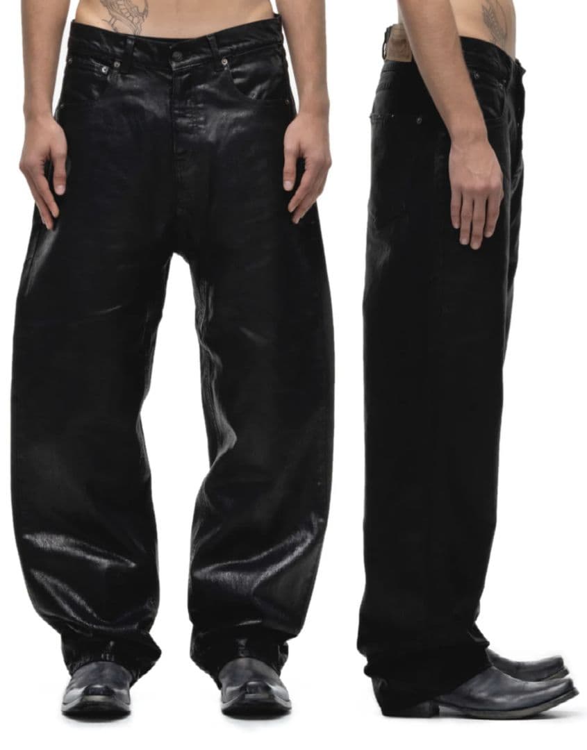 NO/FAITH STUDIOS レザーコーティングデニム NO/FAITH STUDIOS FW24 ITALY SQUARE PATCH CUT / IND - NUBIAN