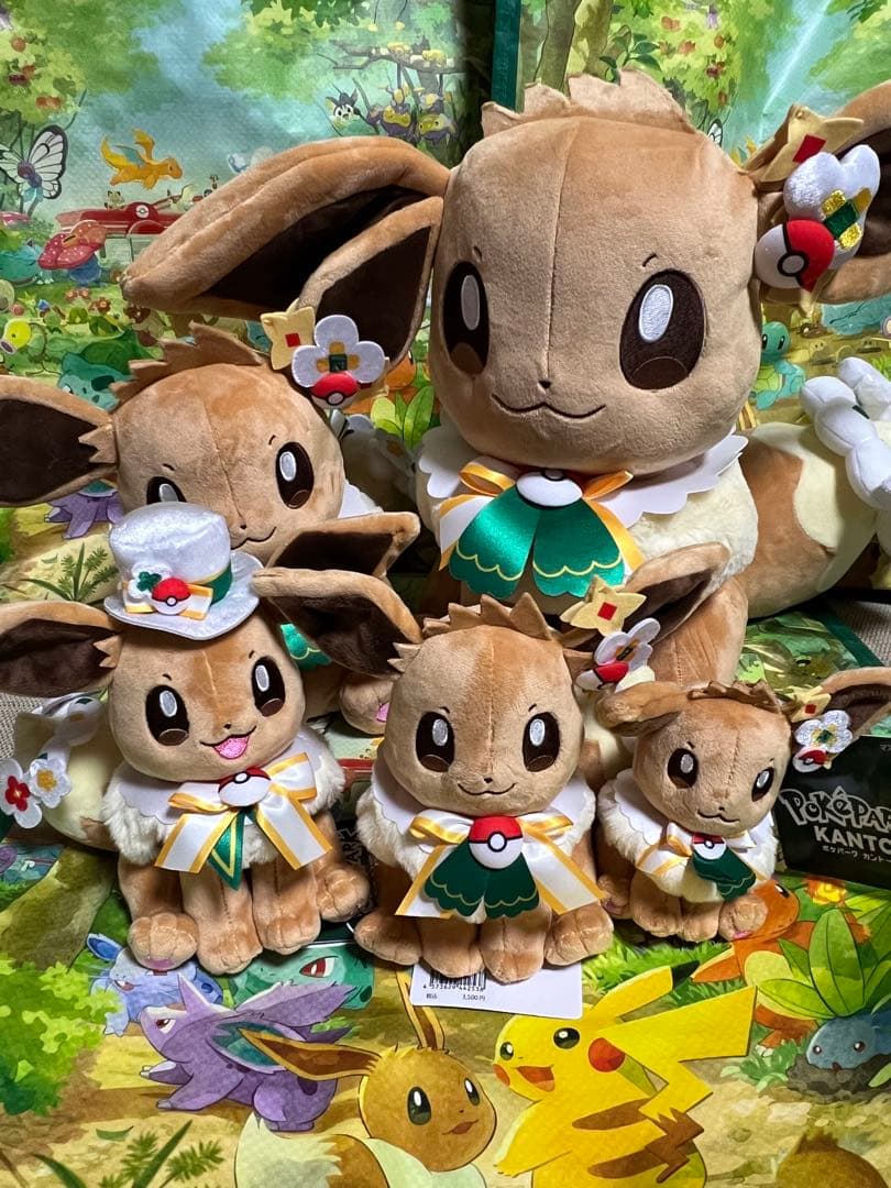 ポケパークカントー　 ショップ　限定 イーブイ　ぬいぐるみ5体セット 新品 ポケパークカントー ショップ 限定 イーブイ ぬいぐるみ5体セット