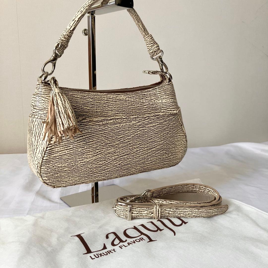 【美品】JRA ラクジュ　バッグ　ショルダー　ハンド　2way シャークレザー革 リザード 2wayバッグ ハンドバッグ ショルダーバッグ 日本製 JRA 本革