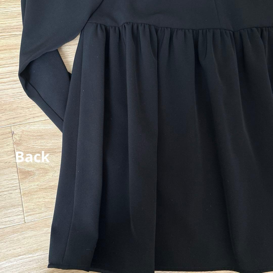 yoriヨリ セレモニーリボンブラウス 36 ブラック ペプラムシルエット 長袖