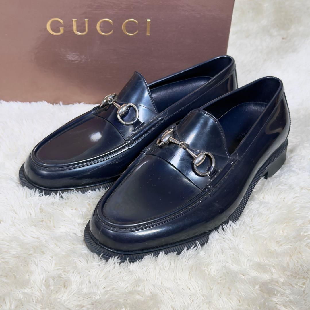 GUCCIグッチ ホースビット エナメル ラバー素材 レインシューズ