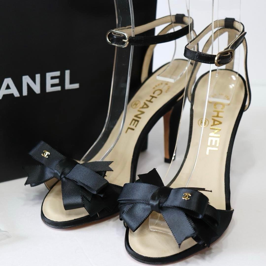 未使用 CHANEL シャネル サンダル リボン ココマーク ブラック 23cm CHANEL - 正規品 シャネル ココマーク リボン サンダルの通販 by