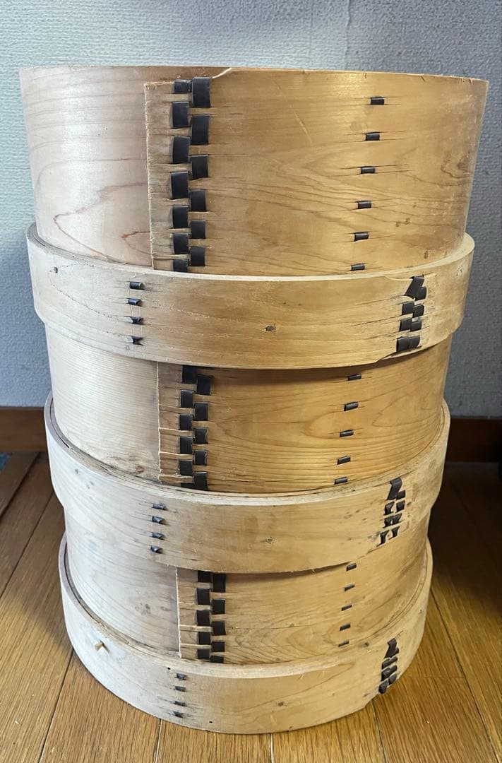 木製和せいろ　3段　古道具　古民具　大型　蓋なし　蒸し器　セイロ　30cm 木製和せいろ 3段 古道具 古民具 大型 蓋なし 蒸し器 セイロ 30cm