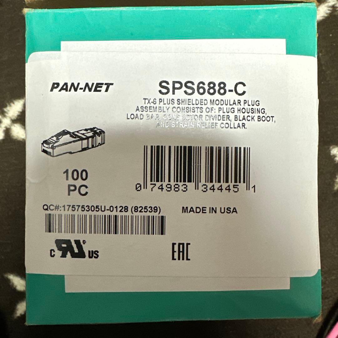 PANDUIT SPS-6X88-C CAT6AシールドモジュラープラグRJ45 PANDUIT RJ-45プラグ Cat6A AWG23-24 単線 SP6X88-C | AISAN eショップ