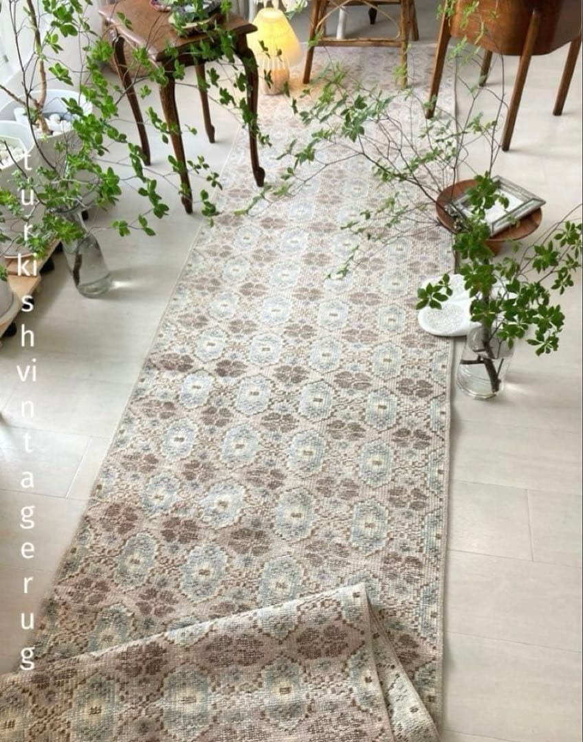 ロング/モロッカンタイル　トルコヴィンテージラグ カラフル モロッカンタイル 超レア167×88 均等柄 トルコヴィンテージ