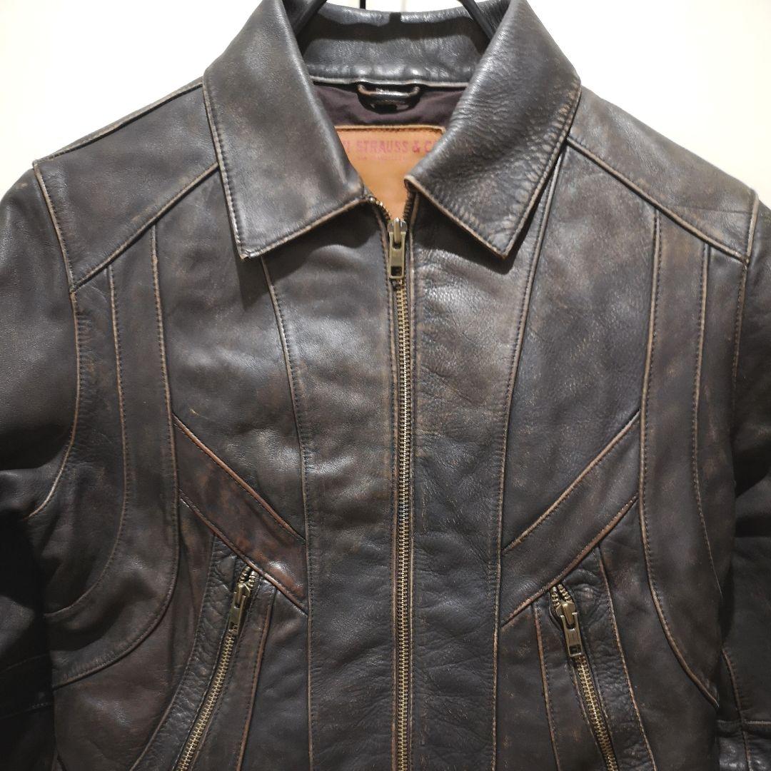 リーバイス レザージャケット シングルライダース Ｍ ヴィンテージ加工 激レア品 雰囲気抜群 90s Levis リーバイス ヴィンテージ 本革 レザー