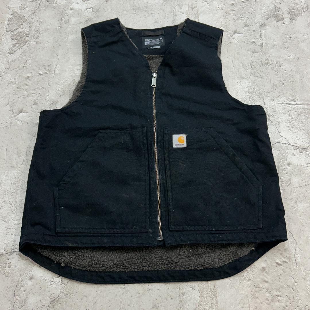り*ぃ様 Carhartt　カーハート　ダックベスト　ボアベスト　古着　ブラック 中古・古着通販】CarHartt (カーハート) ダックワークベスト ブラック
