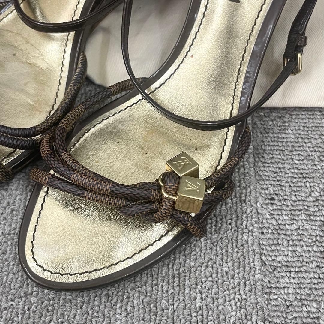 ルイヴィトン サンダル ダミエ 36/5 23.5 靴底補修済 滑り止め加工