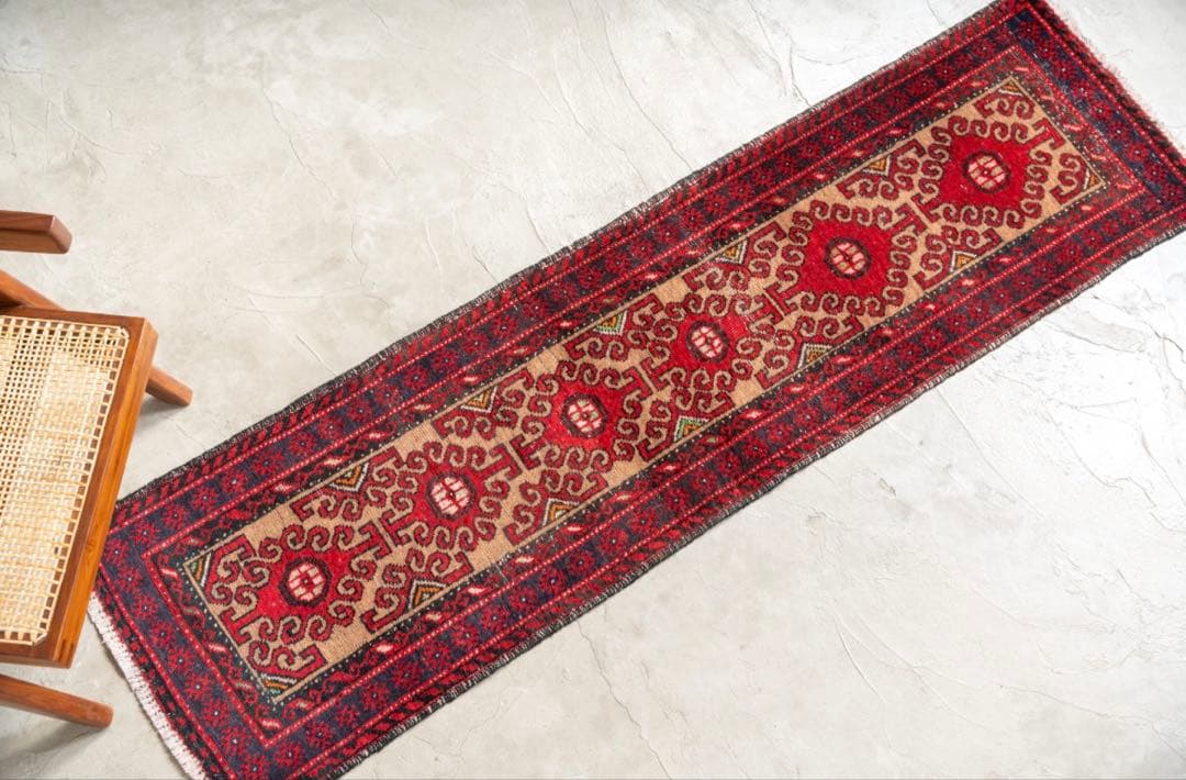 ヴィンテージ ペルシャ絨毯 1940 x 550mm 1980s VINTAGE イラン産 1980年代 ヴィンテージラグ】ペルシャ絨毯-ヴィンテージラグ