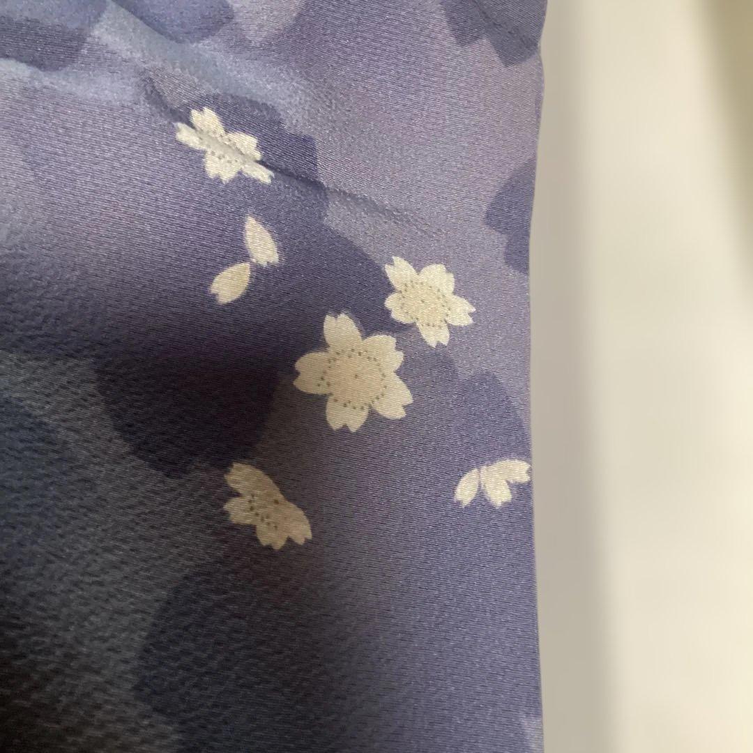 着物の名門ますいわ屋 ガード加工 ほぼ未使用品 紅碧色に青、白の桜の