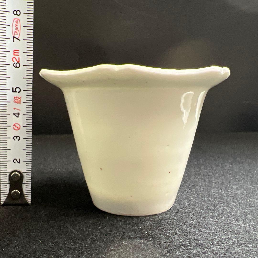 江戸初期~中期 柿右衛門白磁輪花猪口8客 状態良 木箱付 東Y8-0114☆2F