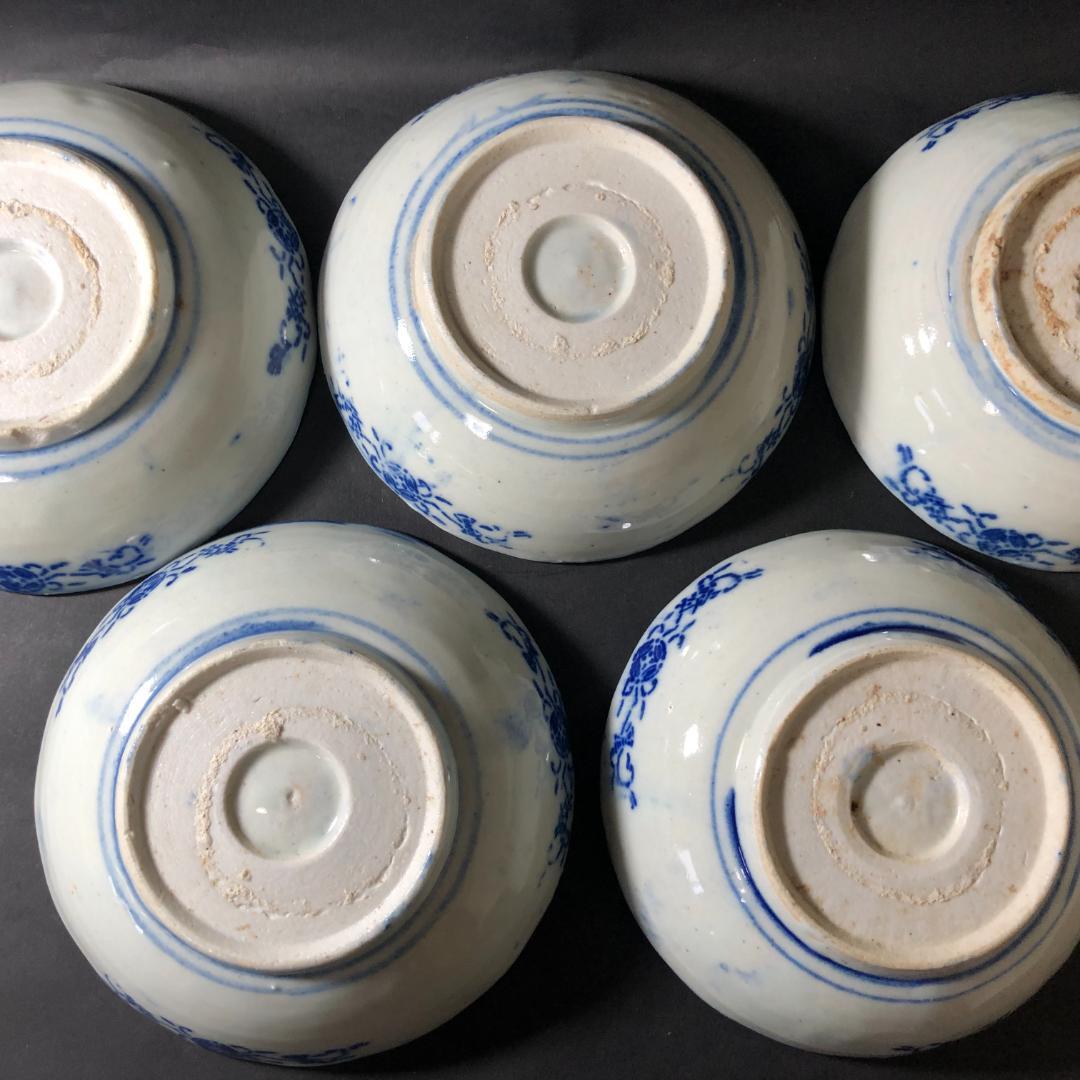 印判 なます皿 なます鉢 紙刷り印判 可愛い花文様 5客 和