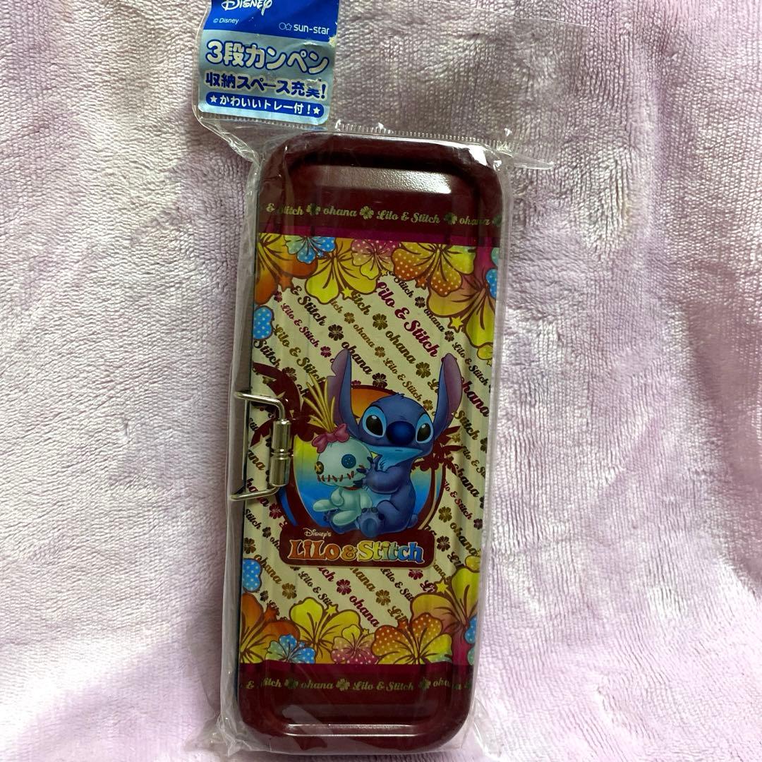 スティッチ＆スクランプ 3段缶ペンケース 筆箱 平成レトロ ディズニー