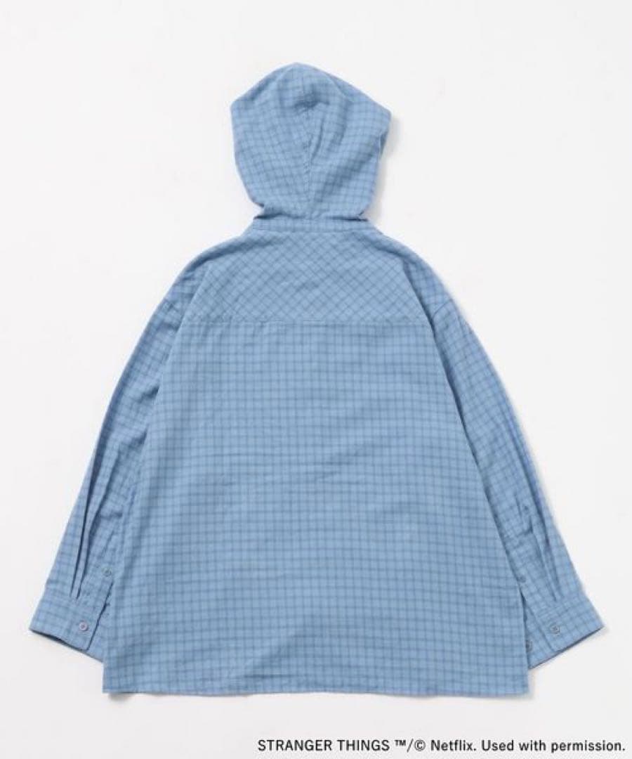 ニコアンド ストレンジャーシングス コラボチェックフードシャツ新品