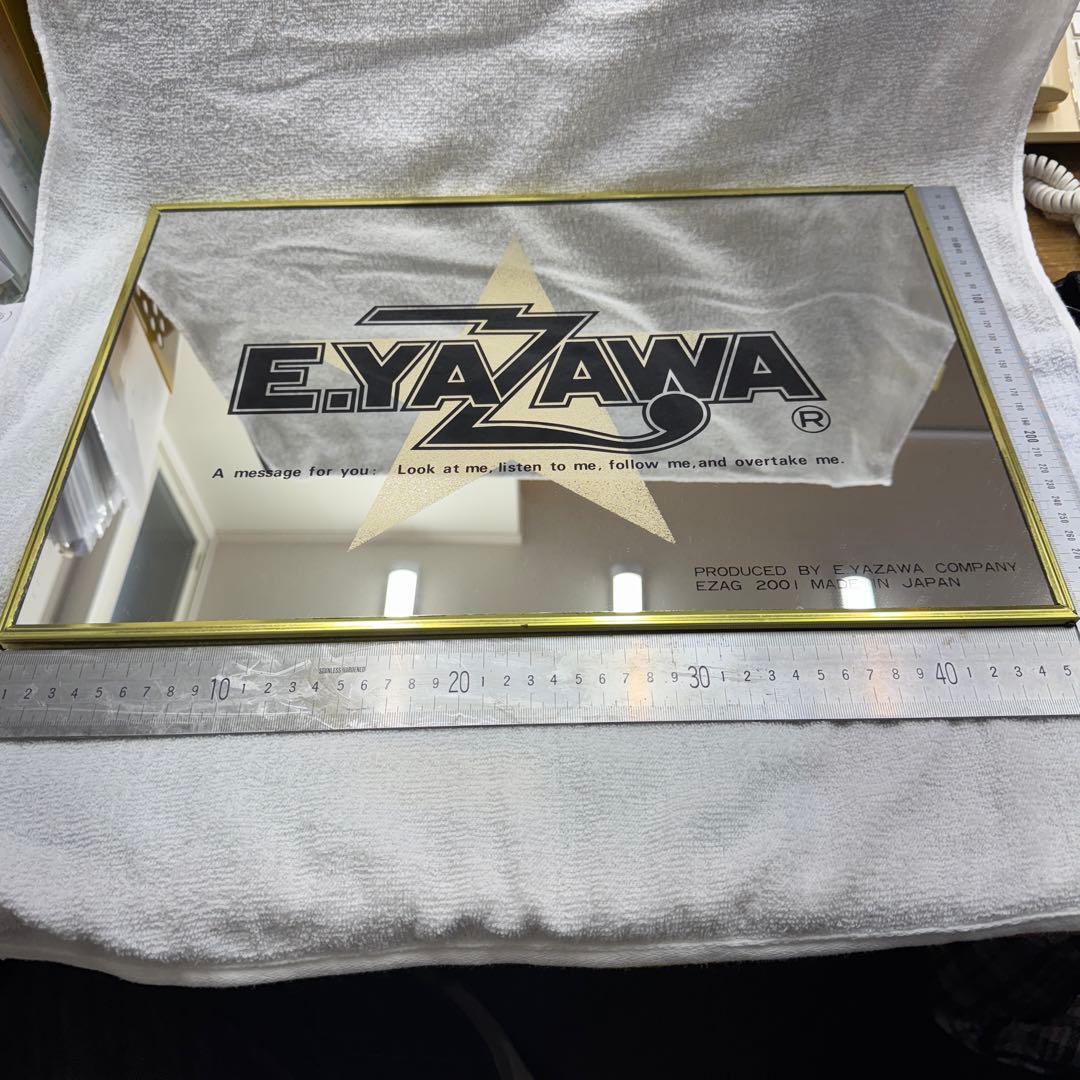 矢沢永吉 E.YAZAWA 鏡 パブミラー 昭和レトロ 極美品 金縁 - メルカリ