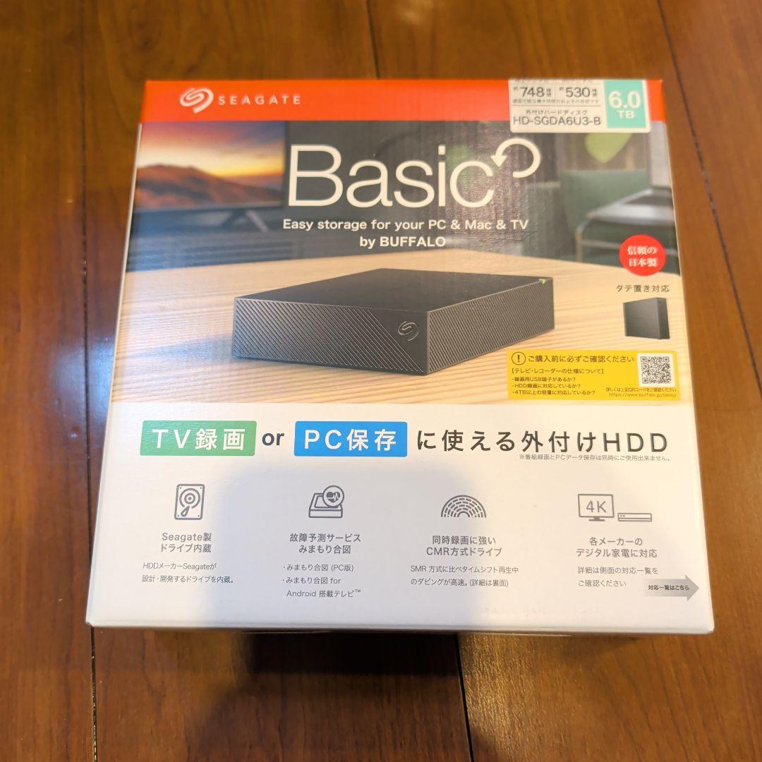 バッファロー 外付けHDD Seagate製HD-SGDA6U3-B BUFFALO 外付けHDD SeagateBasic USB3.2(Gen1)対応 6TB HD-SGDA6U3-B