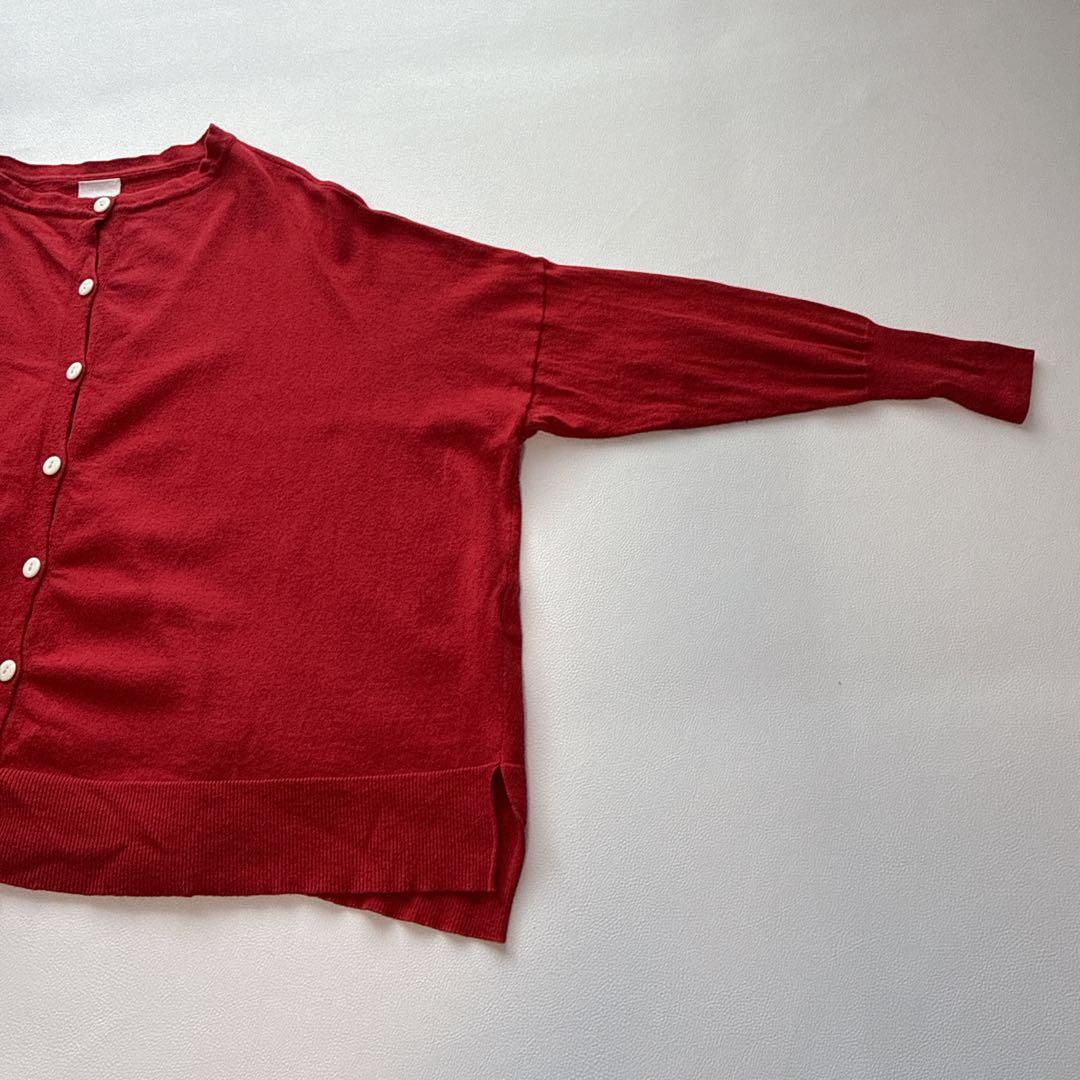 Veritecoeur カーディガン シルク カシミヤ混 赤 フリーサイズ