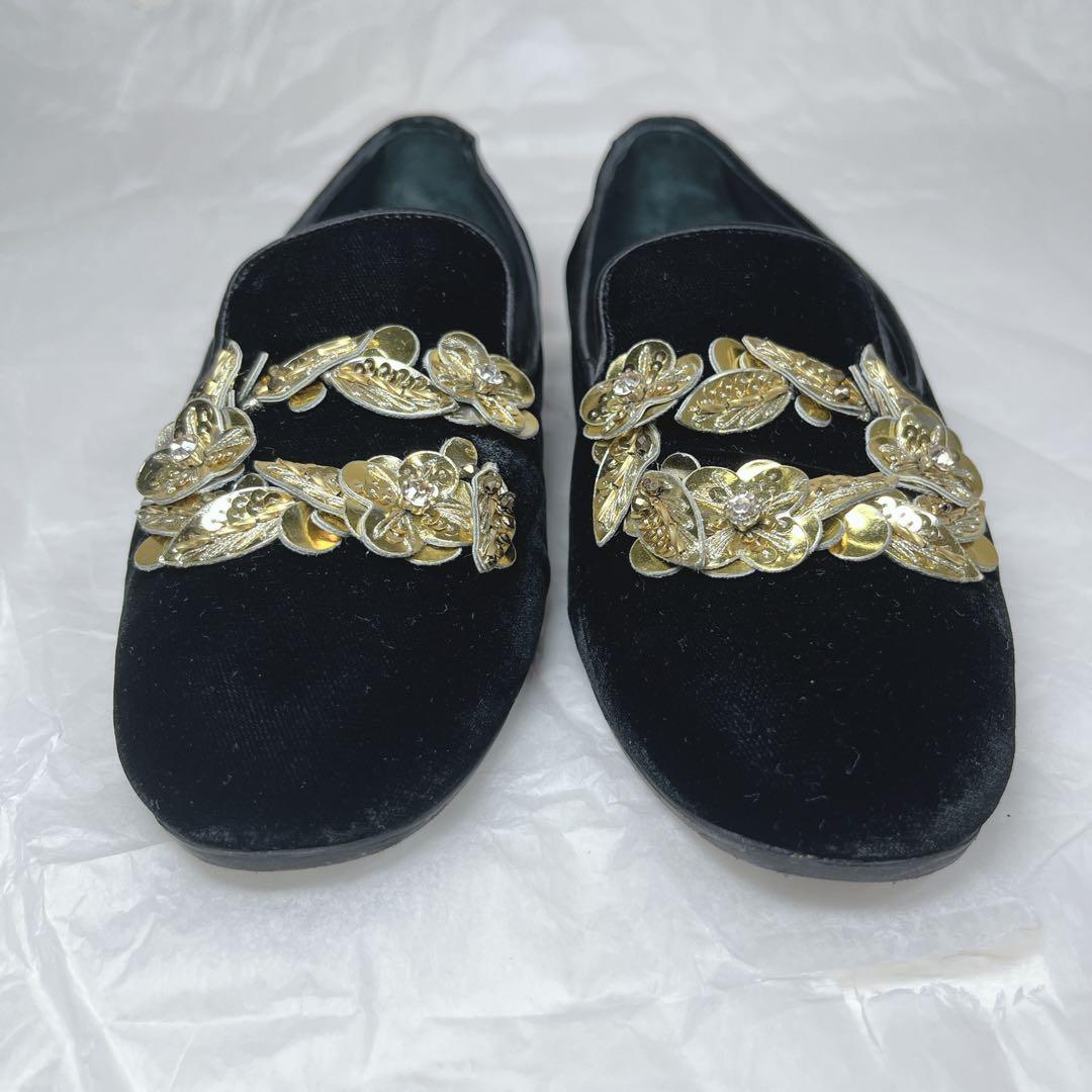 美品✨ロジェヴィヴィエ　ベルベットフラットシューズ　モチーフ　23〜23.5cm
