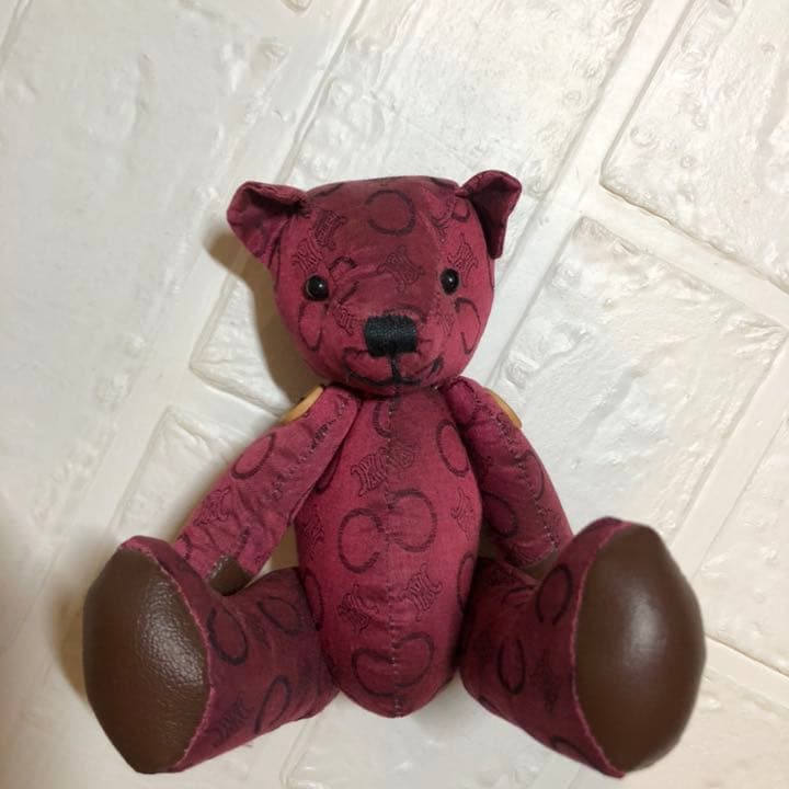 CELINE セリーヌ☆テディベア クマ 熊 ぬいぐるみ マカダム柄 レッド