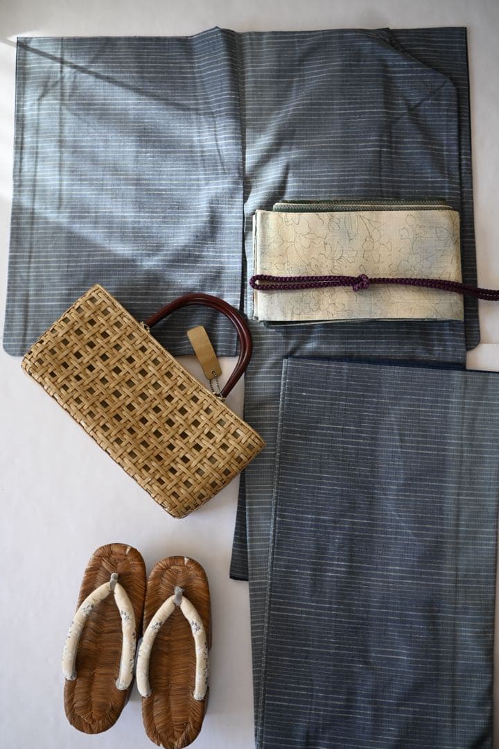 通販ファッション - デニムライクな 浅いブルーの紬