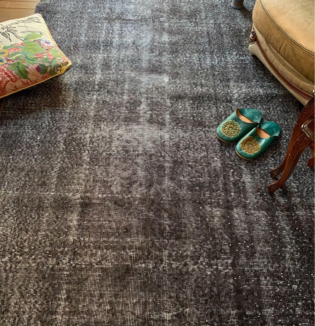 大判　トルコヴィンテージラグ　237×136グレーブラック　オーバーダイ　トルコ トルコヴィンテージラグ 207×104 グレー ブラック チョコ オーバーダイ