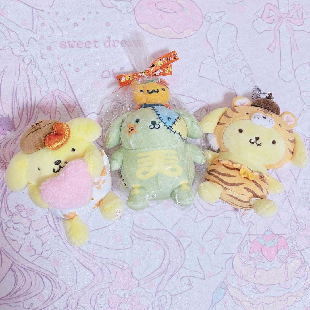 サンリオ　ポムポムプリン ハロウィン フランケンシュタイン マスコット　寅　3点 ポムポムプリン ぬいぐるみ マスコット ハロウィン フランケン