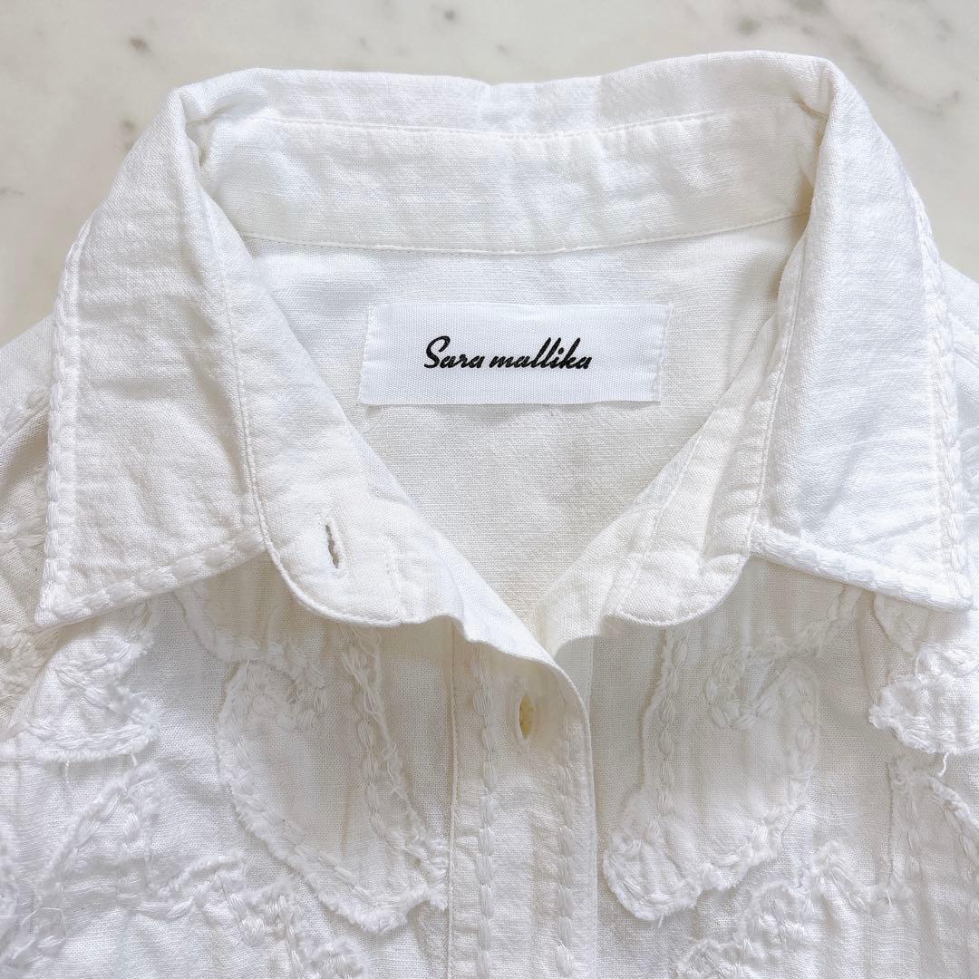 美品♪サラマリカ コットンリネンパッチビッグシャツ 刺繍 オーバー