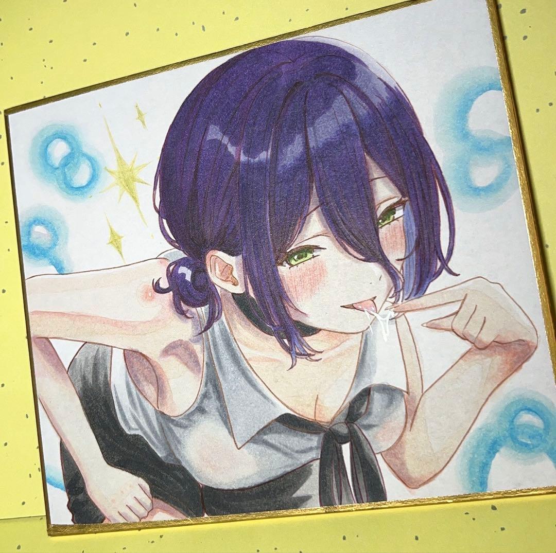 チェンソーマン 手描きイラスト 色紙 レゼ ファンアート - メルカリ