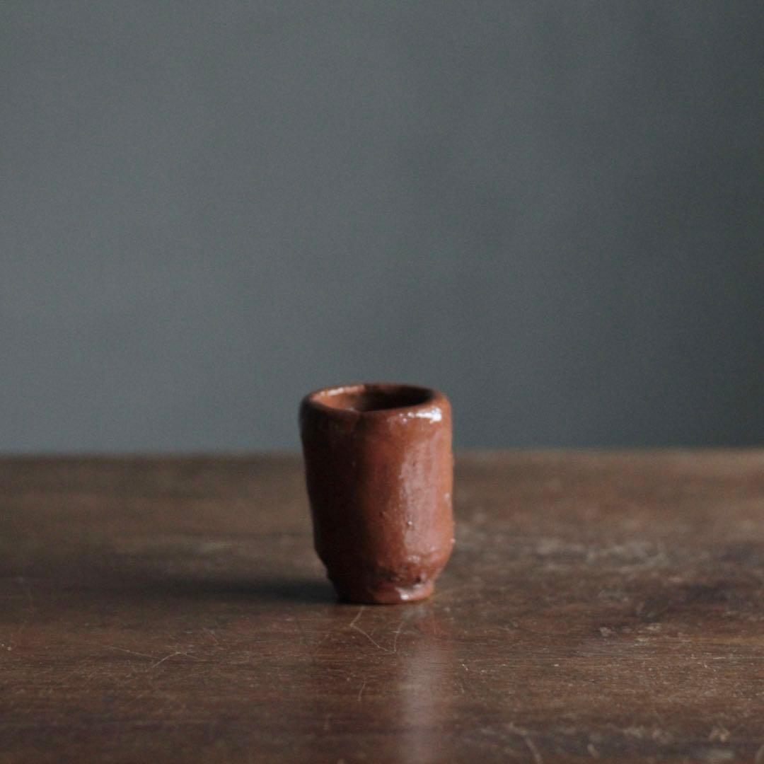 手びねり 赤楽 筒盃 酒器 ぐい呑み 古道具 アンティーク ぐい呑 70cc 手びねりお猪口 おちょこ ぐい飲み ぐい呑み ぐいのみ 和