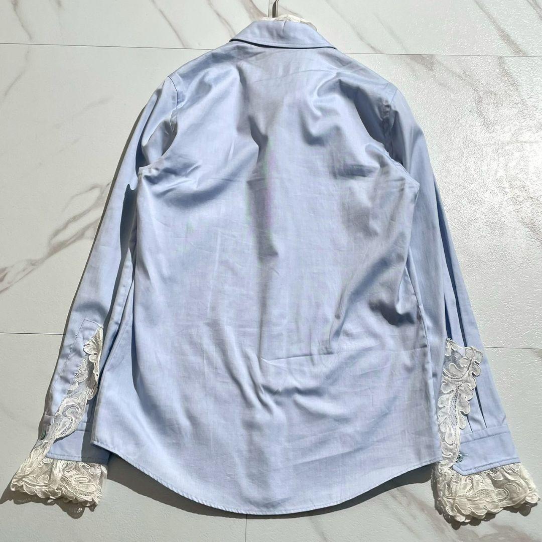希少/リボンブローチ付き☆グッチ 長袖ブラウス レース 38 イタリア製