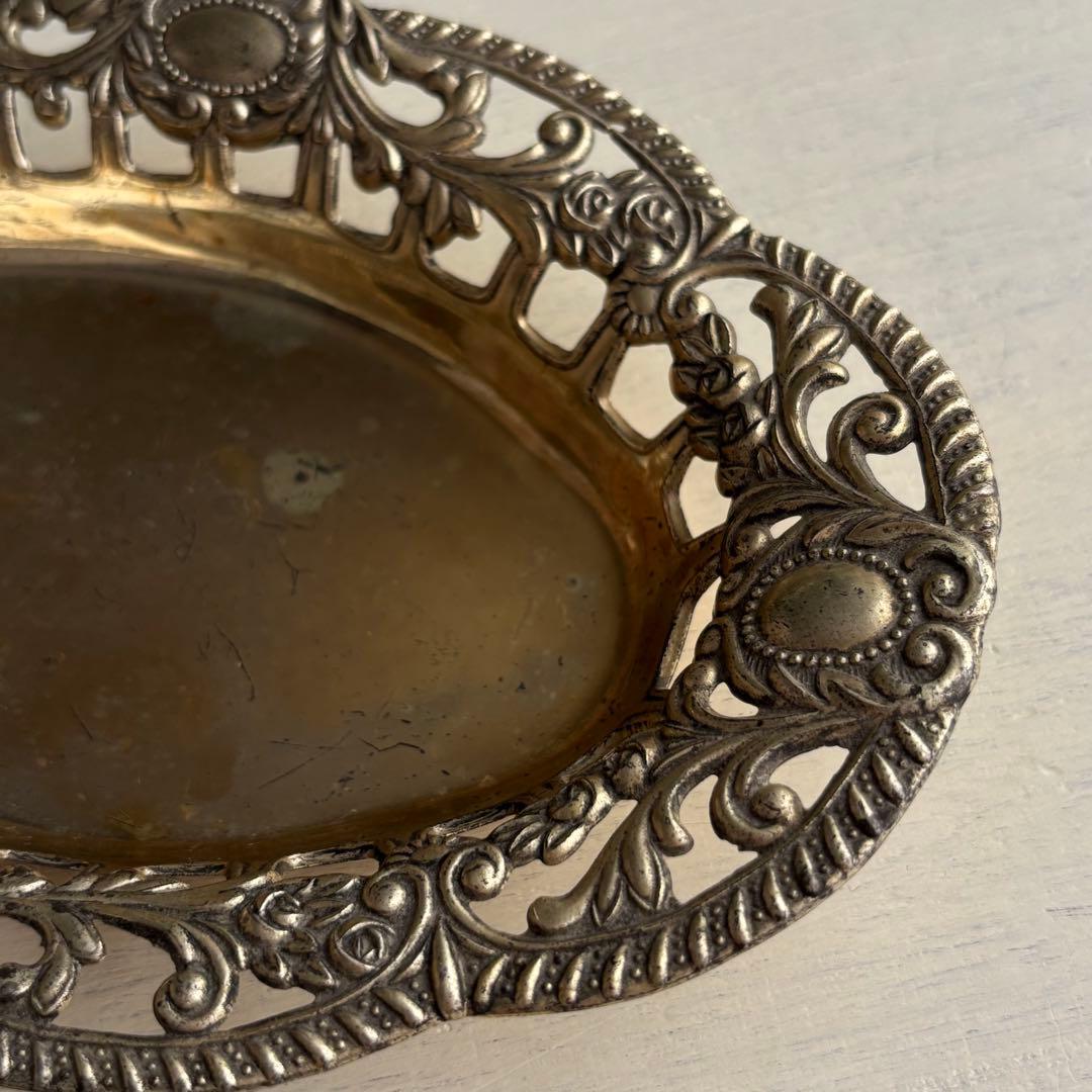 フランス】ca.1900 アンティーク トレイ ヴィクトリアン シルバー色