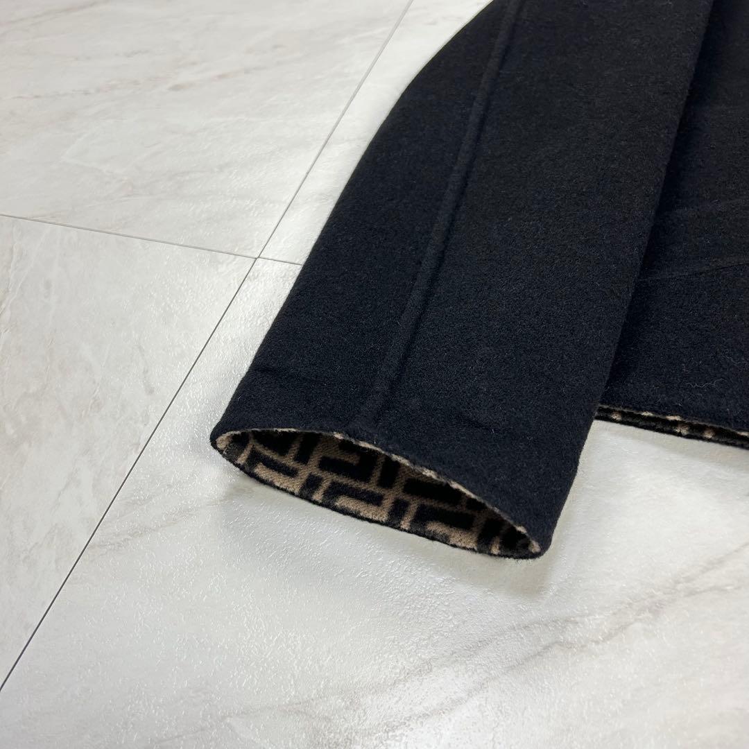 極美品 フェンディ ダブルフェイス ショートコート ウール ズッカ 黒