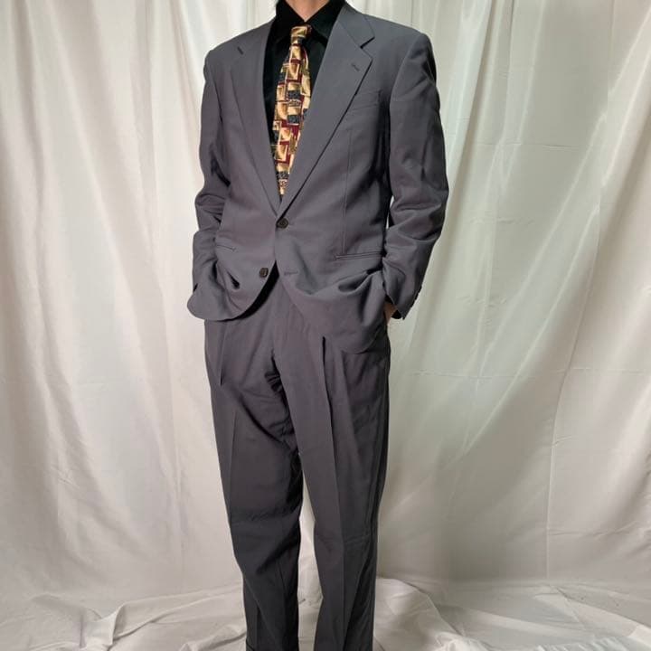 美品 セットアップ くすみグレー シルバー ビジネス スーツ モード