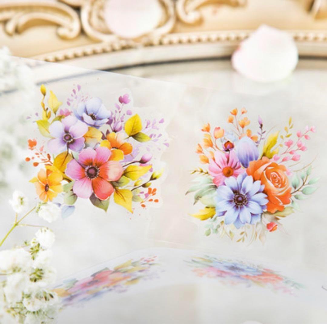 8種 マスキングテープ 花 コラージュ PET マステ コラージュ フラワー