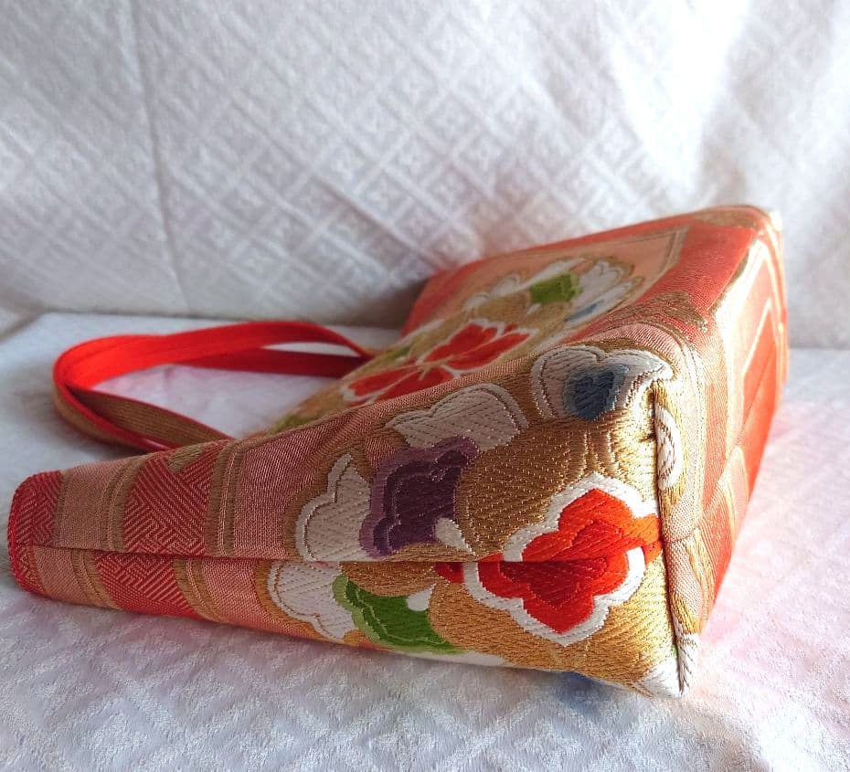 正絹中古袋帯リメイクA4トートバッグ - メルカリ