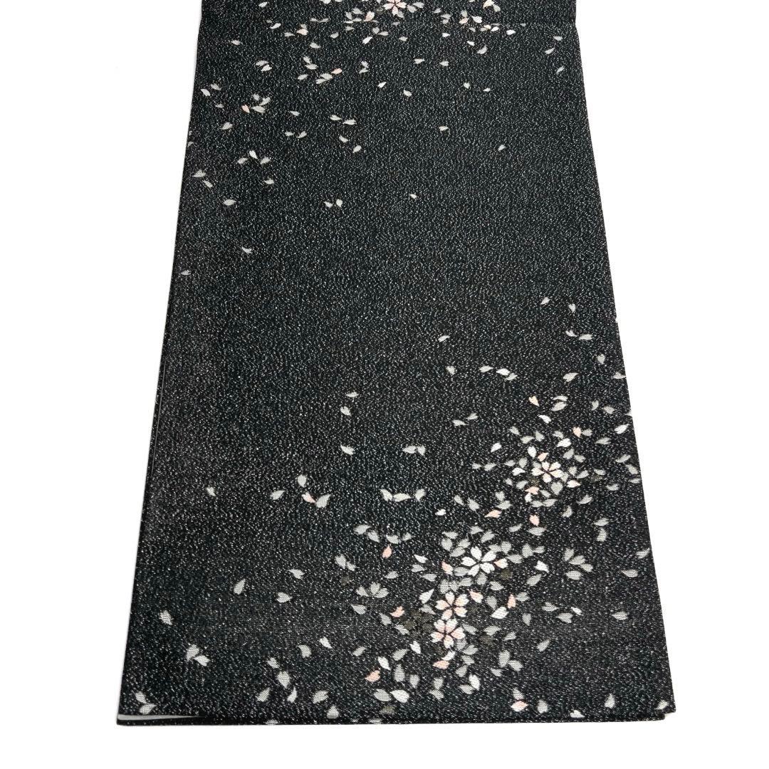 未着用 袋帯 銀通し 桜 桜吹雪 黒地 夜桜 着物 044a d - メルカリ