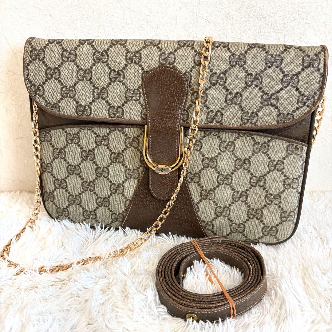 GUCCI オールドグッチ GGスプリーム ロゴ金具 チェーンショルダー