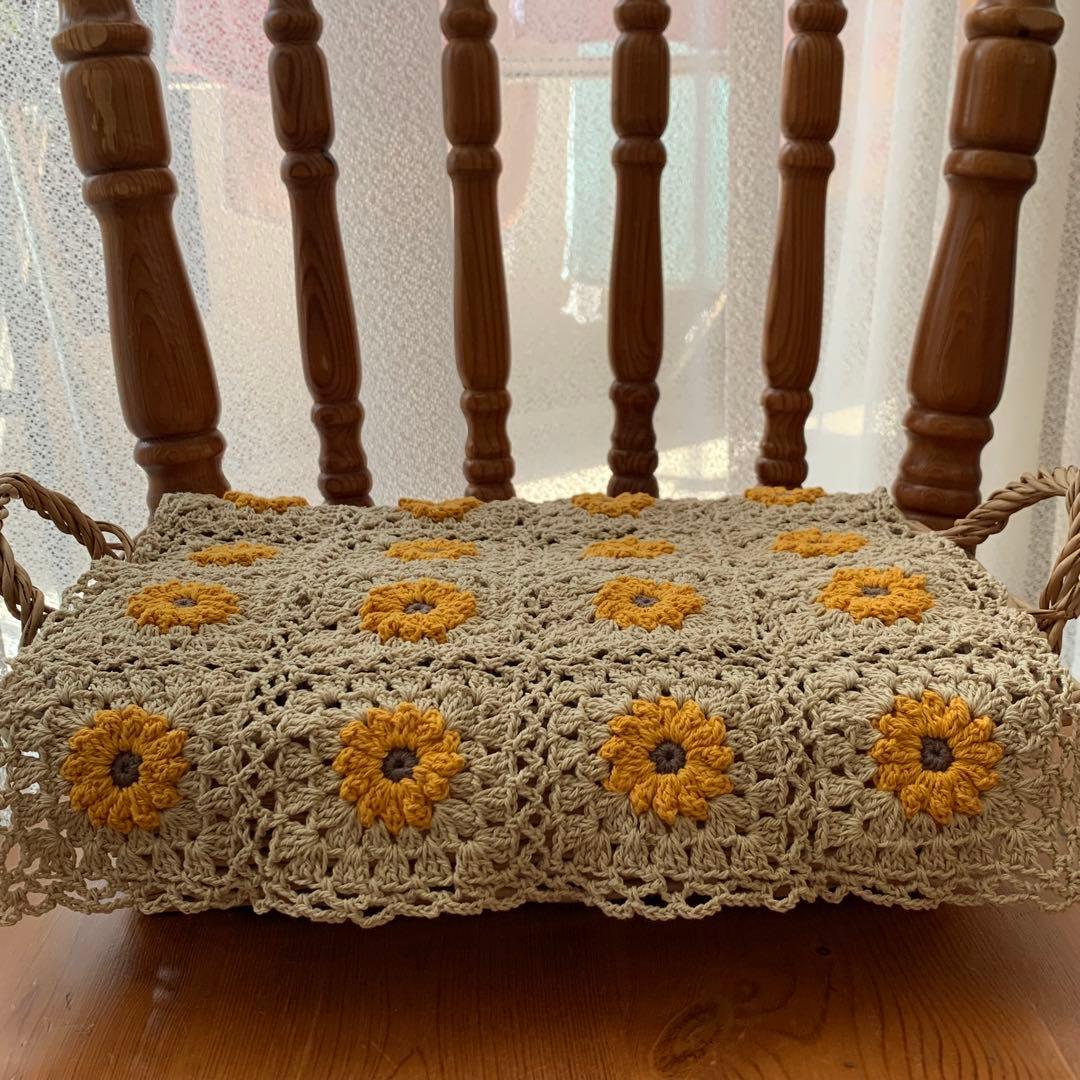 ハンドメイド 手編みマルチカバー モチーフ編み かぎ針編み - メルカリ