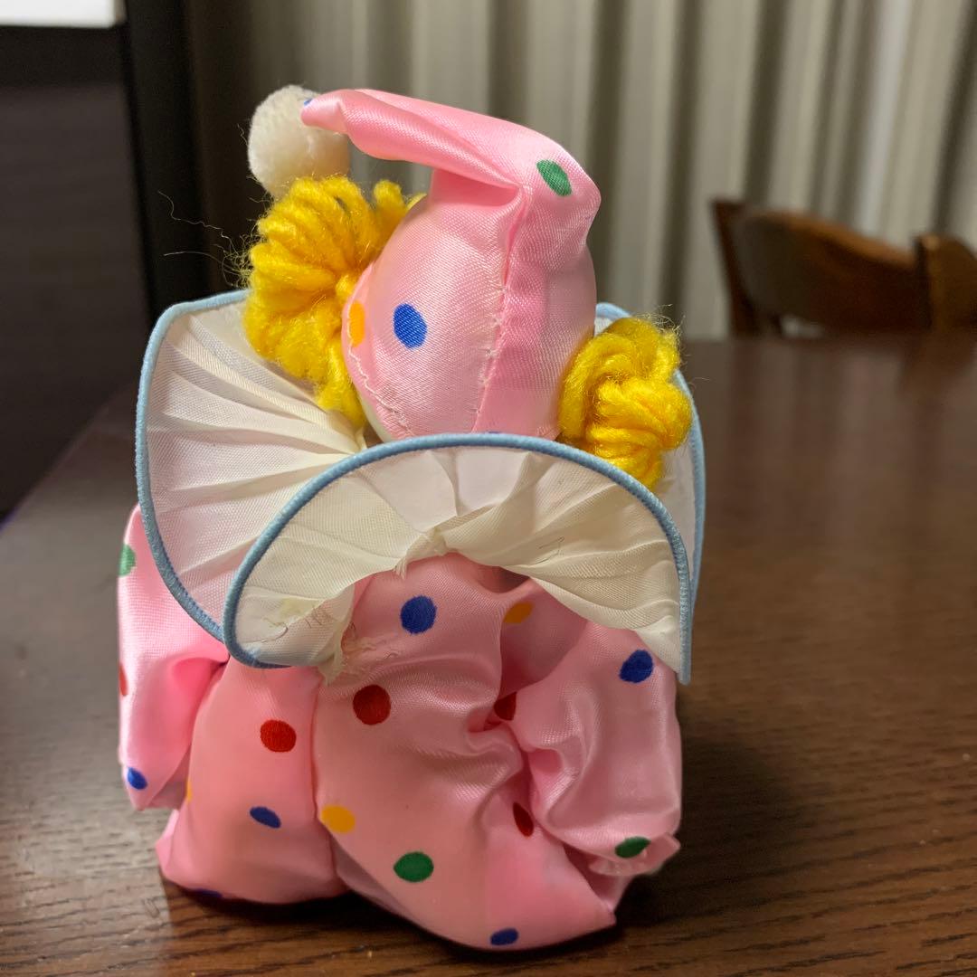 昭和レトロ ピンクのクラウン人形 ピエロ 道化師人形 水玉模様 - メルカリ