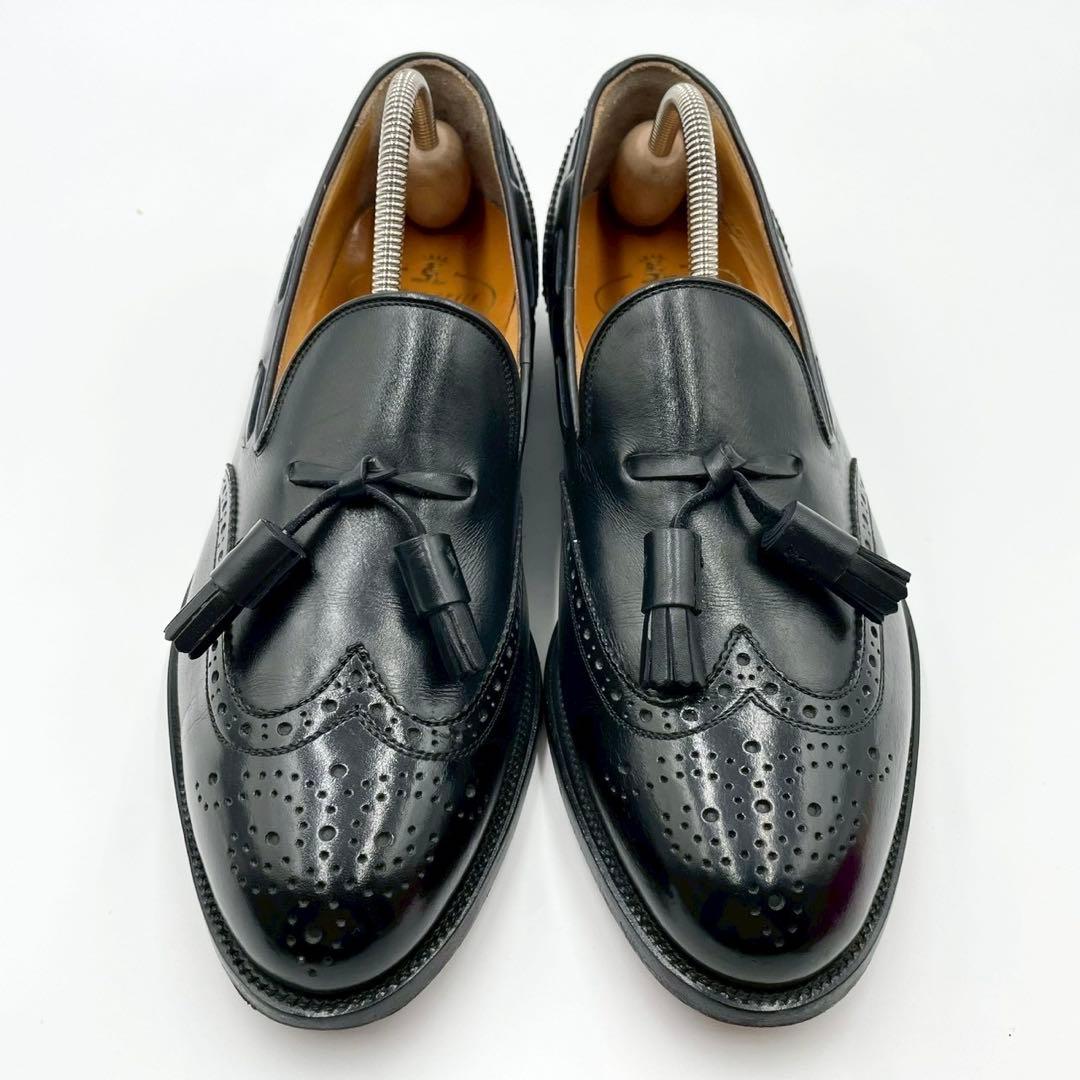 美品 スコッチグレイン タッセルローファー 817 黒 25.5EE Y1527