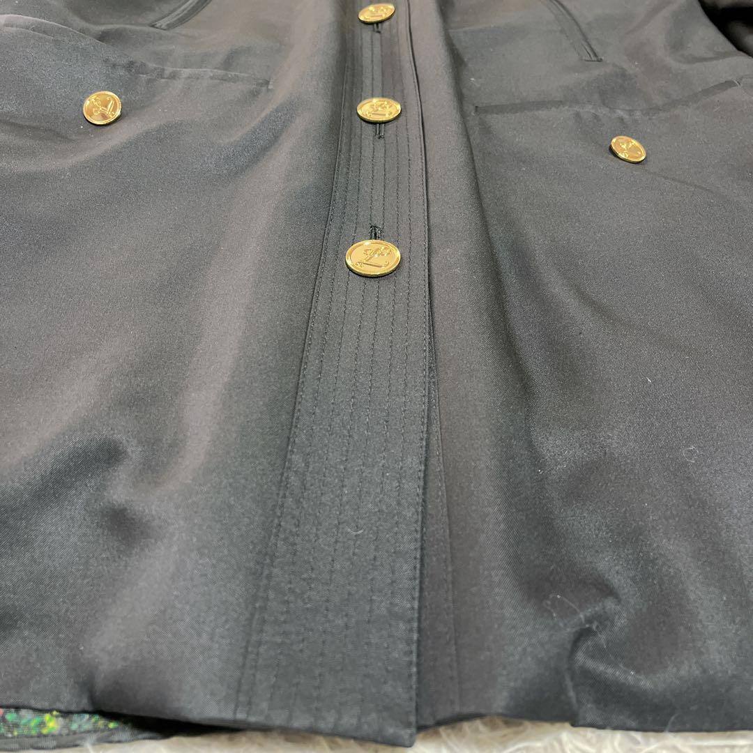 レオナール】シルク100% 裏地マルチカラー 総柄 金ボタン コート M相当