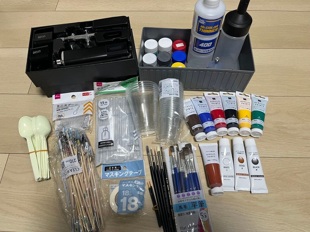 エアブラシや塗料、塗装備品等の塗装入門セット スプレーワークHG シングルエアーブラシ セット [180D] 入門エアブラシ