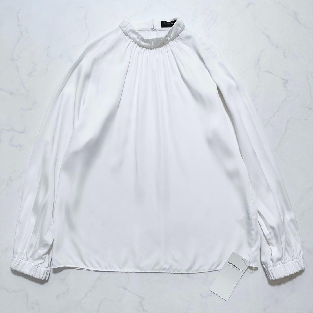 24SS✨トゥモローランド ウォッシャブルサテン スタンドギャザーカラー