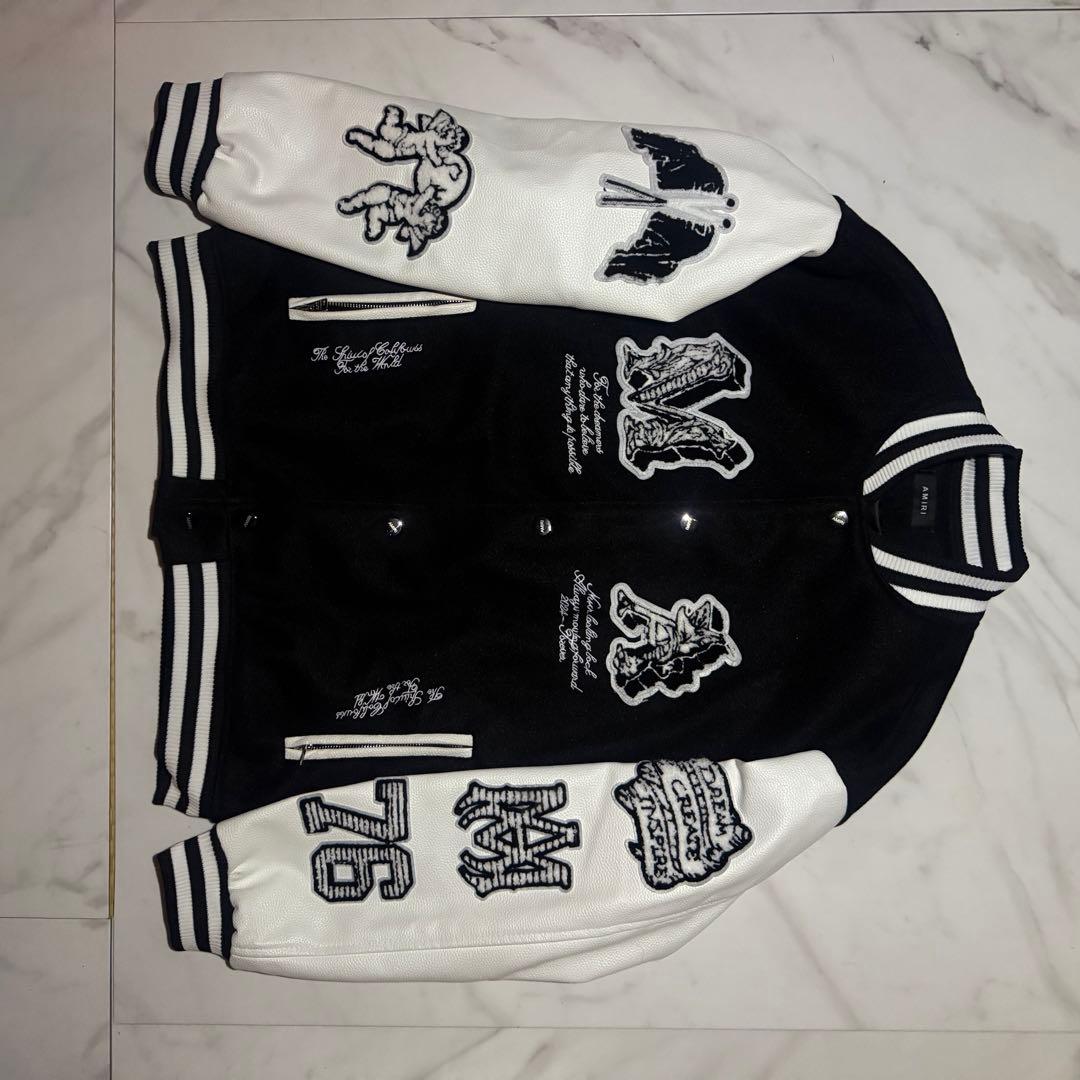 Angel Varcity Jacket Amiri 2度着用 AMIRI Men's MA Angel Varsity Jacket in Black Amiri