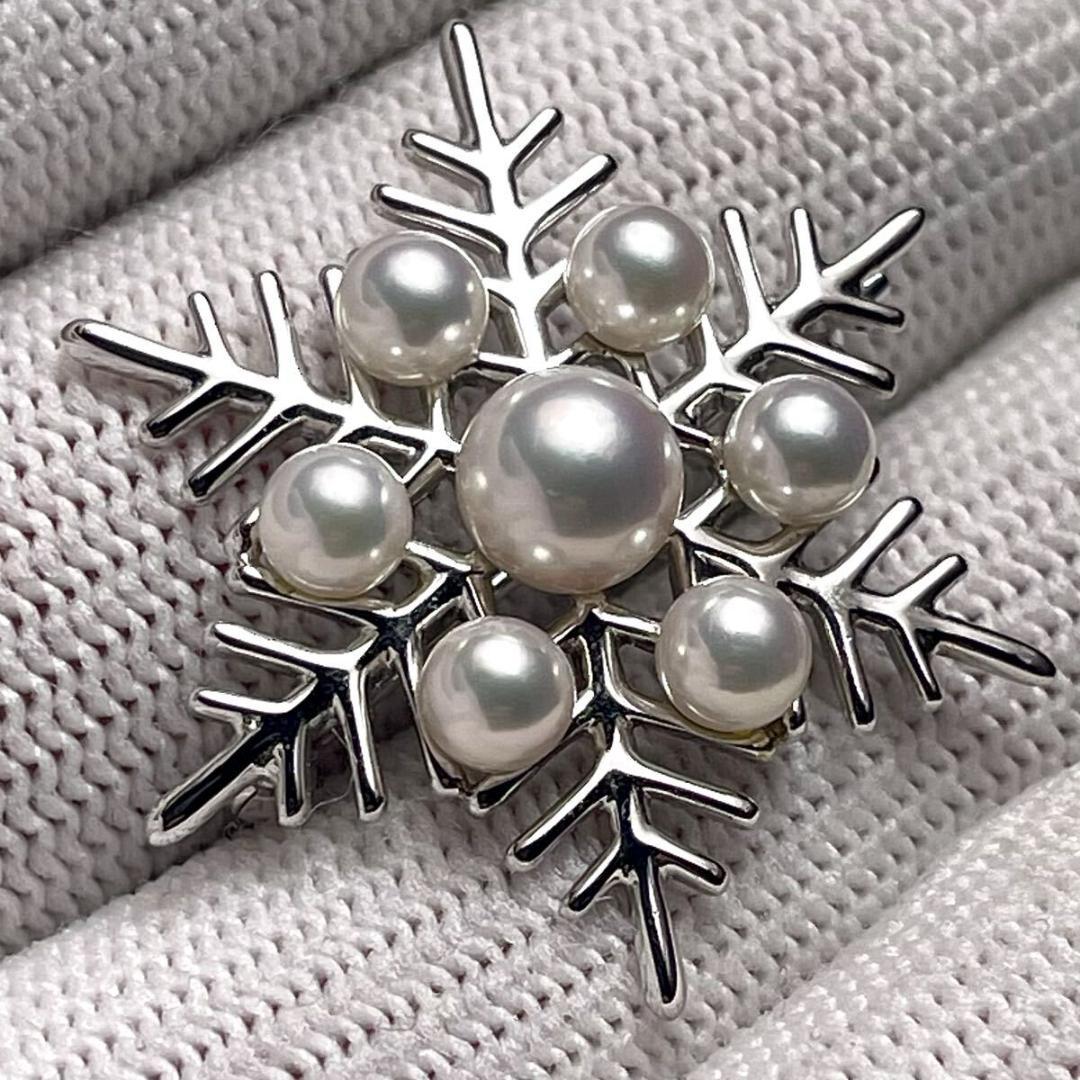 【MIKIMOTO/ミキモト】アコヤパール スノーフレーク 雪の結晶 ブローチ 楽天市場】ミキモト 雪の結晶モチーフ パール 真珠 ブローチ シルバー