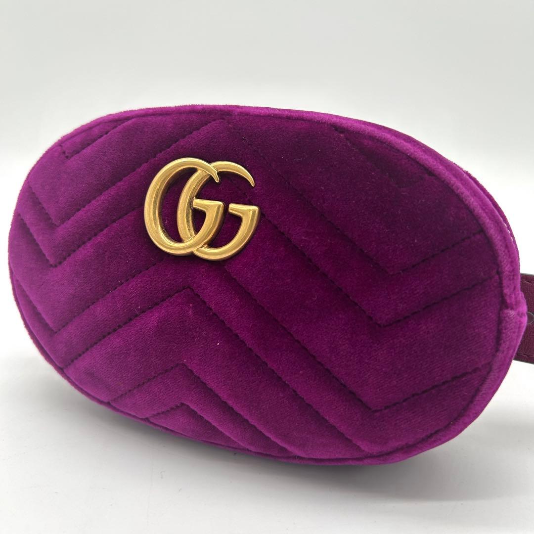 【極美品】グッチ マーモント ベロア ボディバッグ ウエストポーチ パープル 極美品】グッチ マーモント ベロア ボディバッグ ウエストポーチ