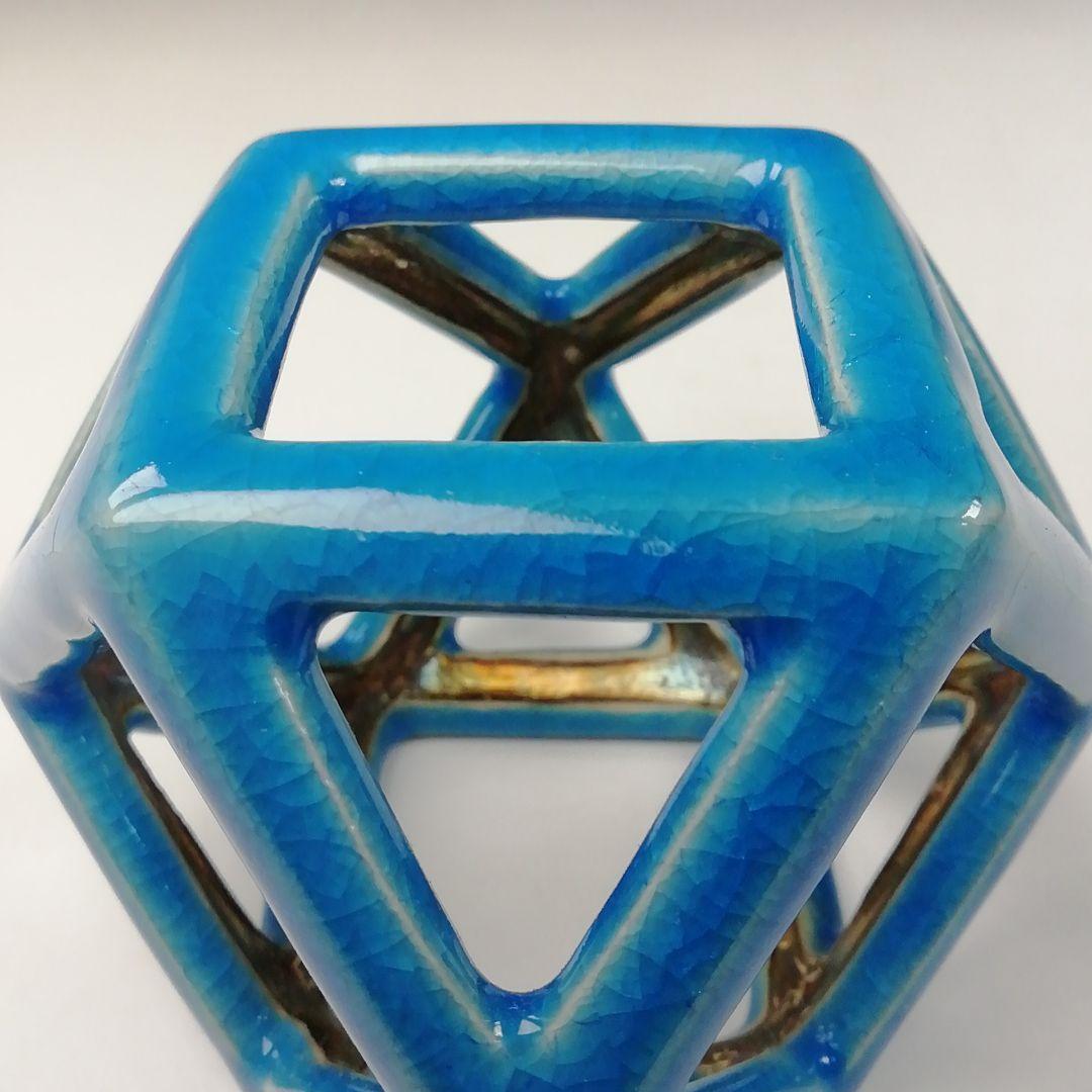 T752 蓋置 『浅黄交趾 銀彩切子』『平安 手塚桐鳳』 共箱 茶道具